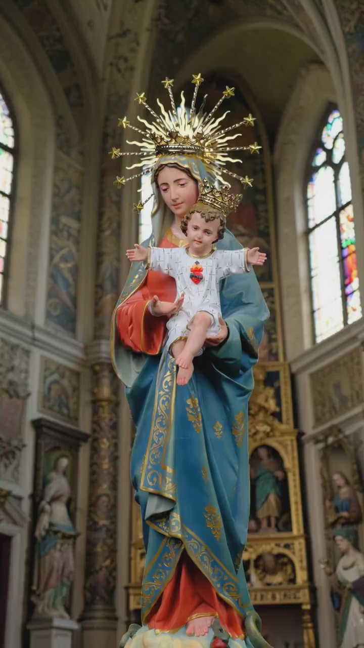 Hand-Painted Mother of God Statue | Catholic Home Altar Decor, 16.5"