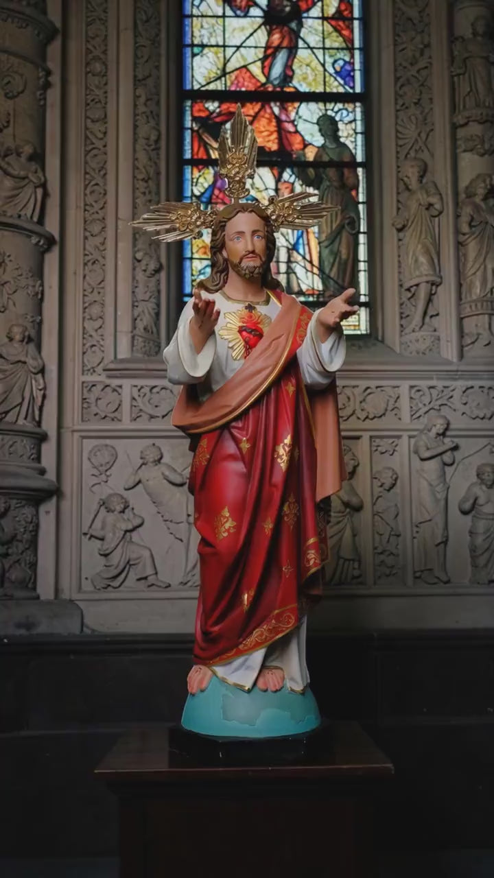 Sacred Heart of Jesus Statue 40cm Catholic Statue Handmade Religious Figurine Prayer Altar Decor Catholic Gift Home Shrine