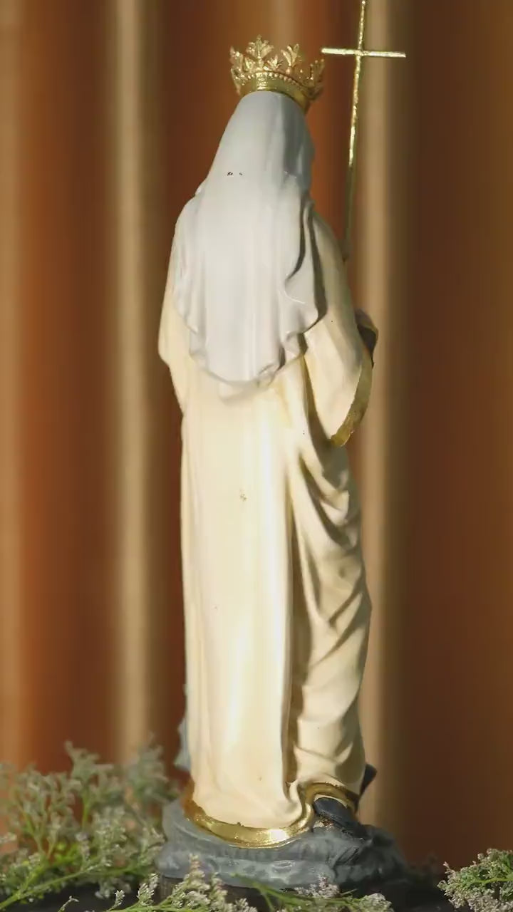 Hand-Painted Our Lady of the Apocalypse Statue: Virgin Mary, Child, Dragon