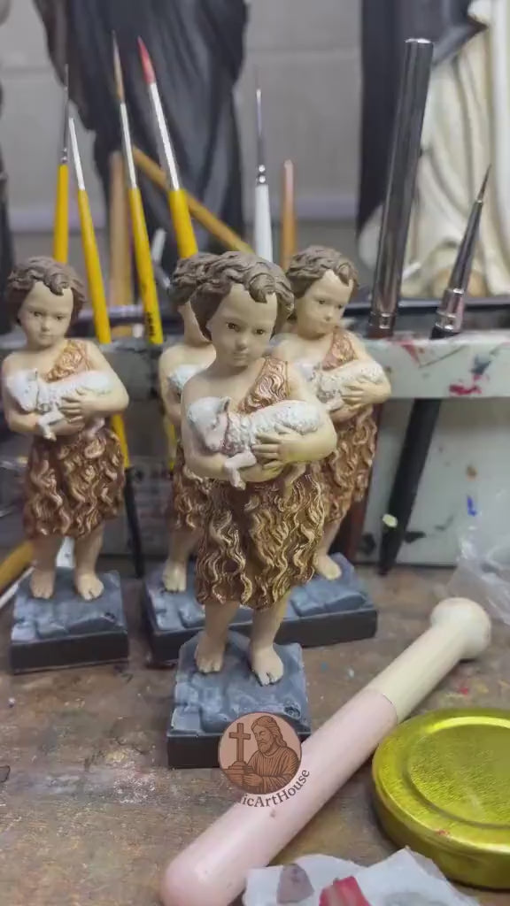 Handmade Saint John the Baptist Statue: Catholic Home Altar Decor