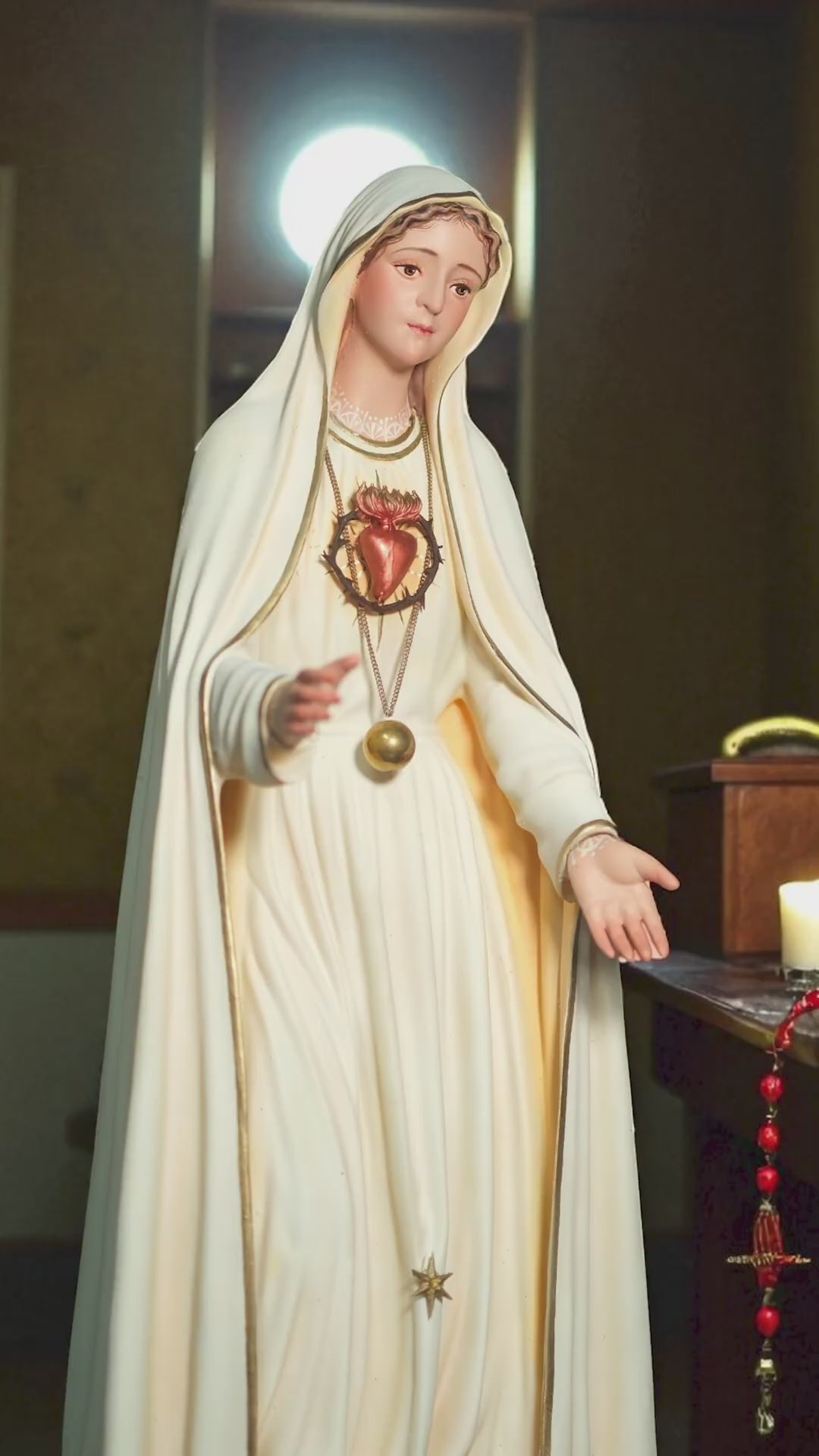 Hand-Painted Our Lady of Fatima Statue: Antique Finish Catholic Decor
